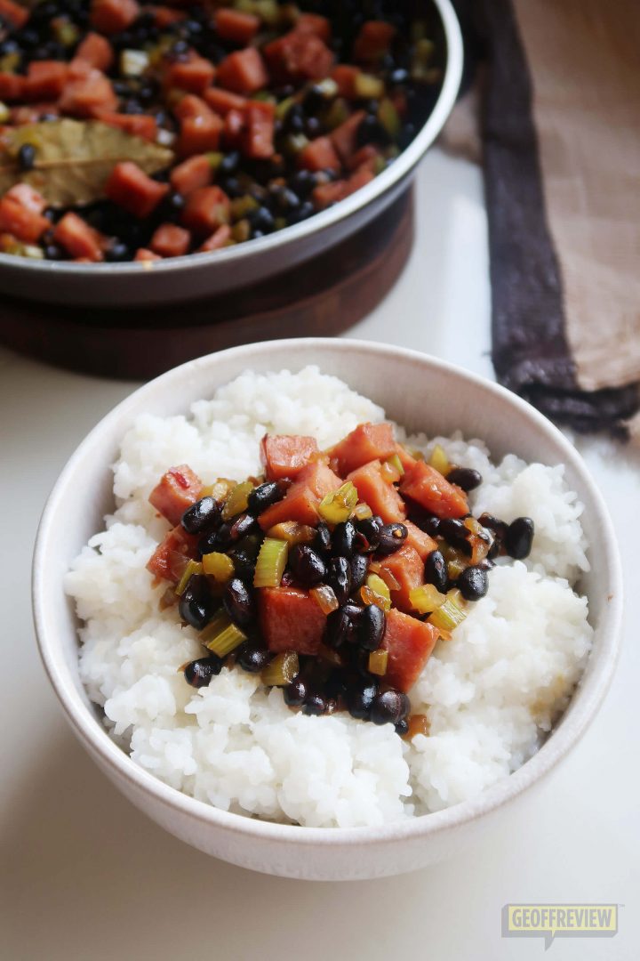 black beans and ham on. rice recipe