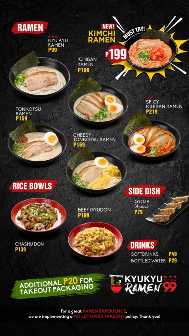 kyukyu ramen 99 menu