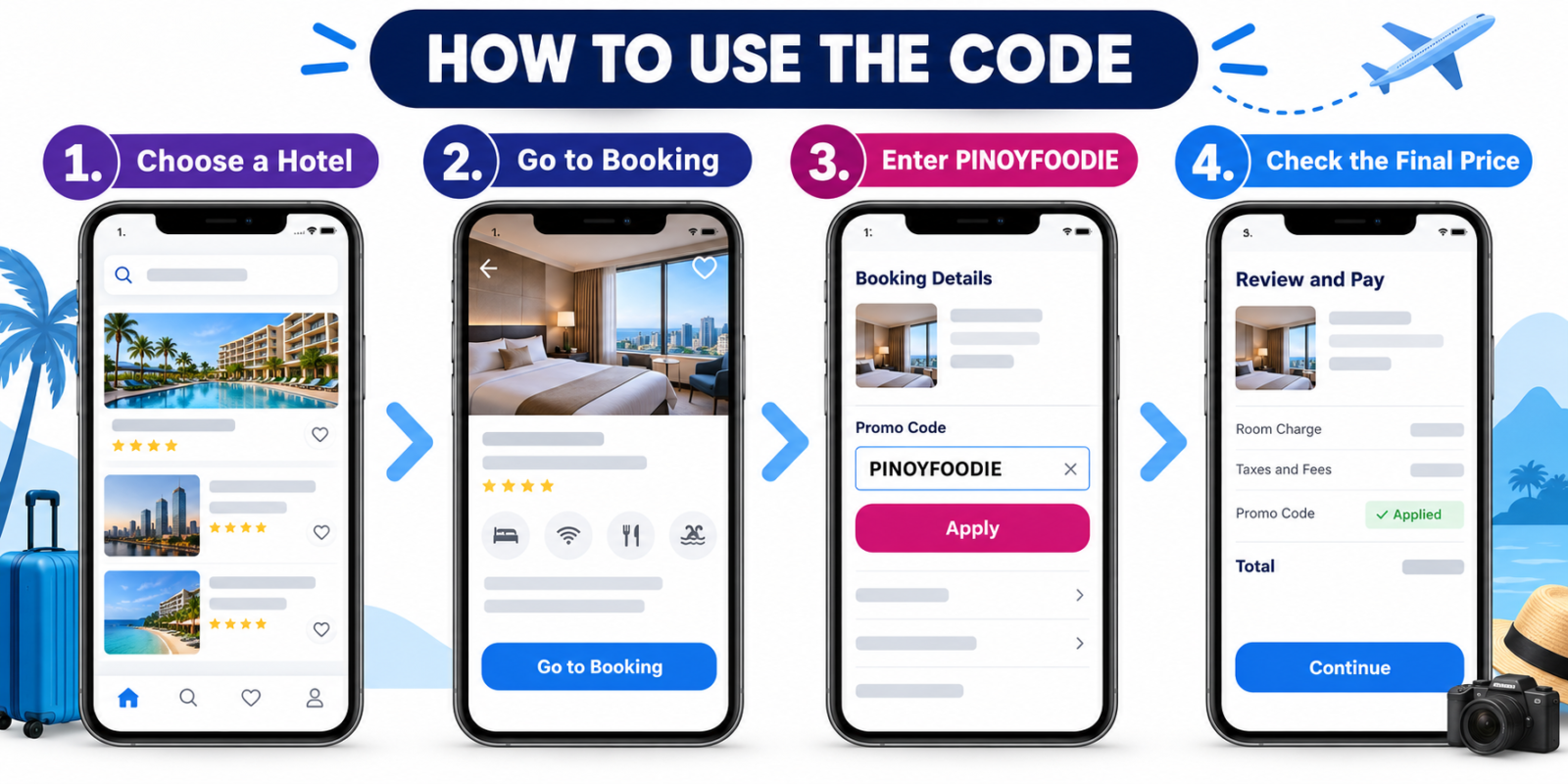 How to apply Agoda promo code PINOYFOODIE to a hotel booking