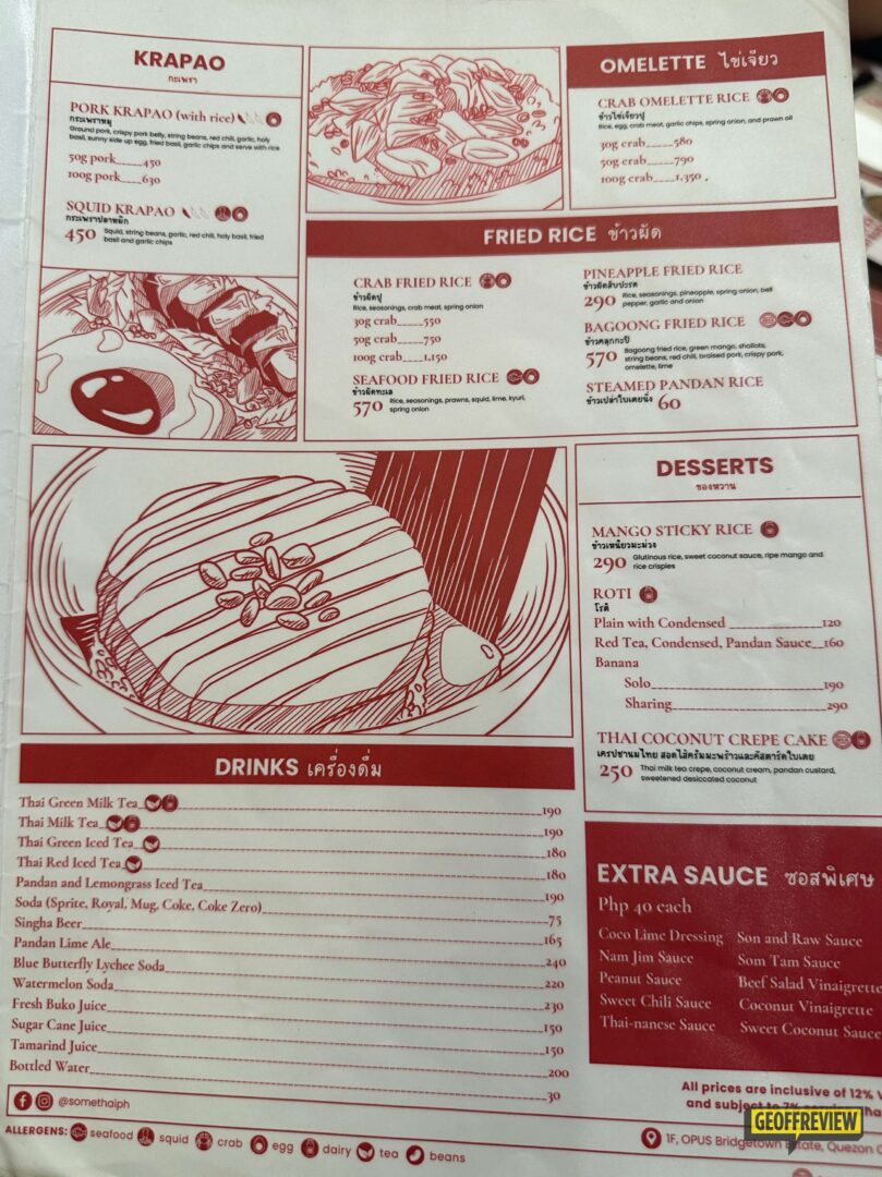 Some Thai Podium menu